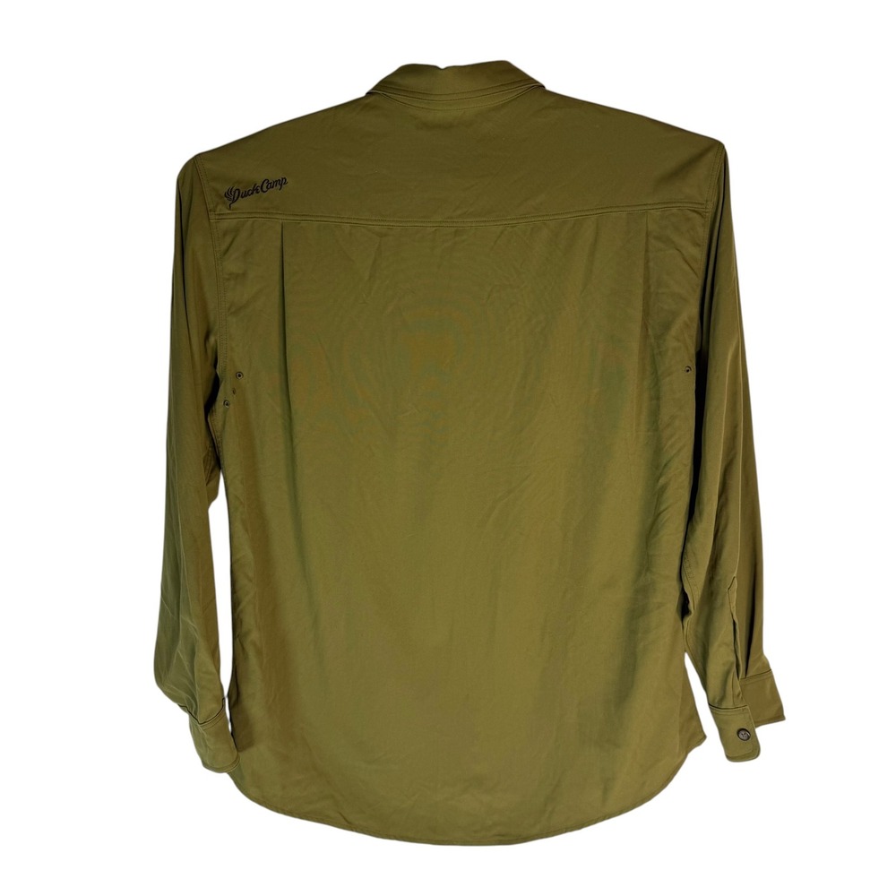 Duck Camp Premium Wingshooting Shirt Mens Large Olive Green Nylon Button Down - Picture 5 of 7